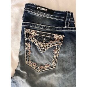 Vigoss‎ Heritage Fit Capri Jeans size 14 embellisehed rhinestone